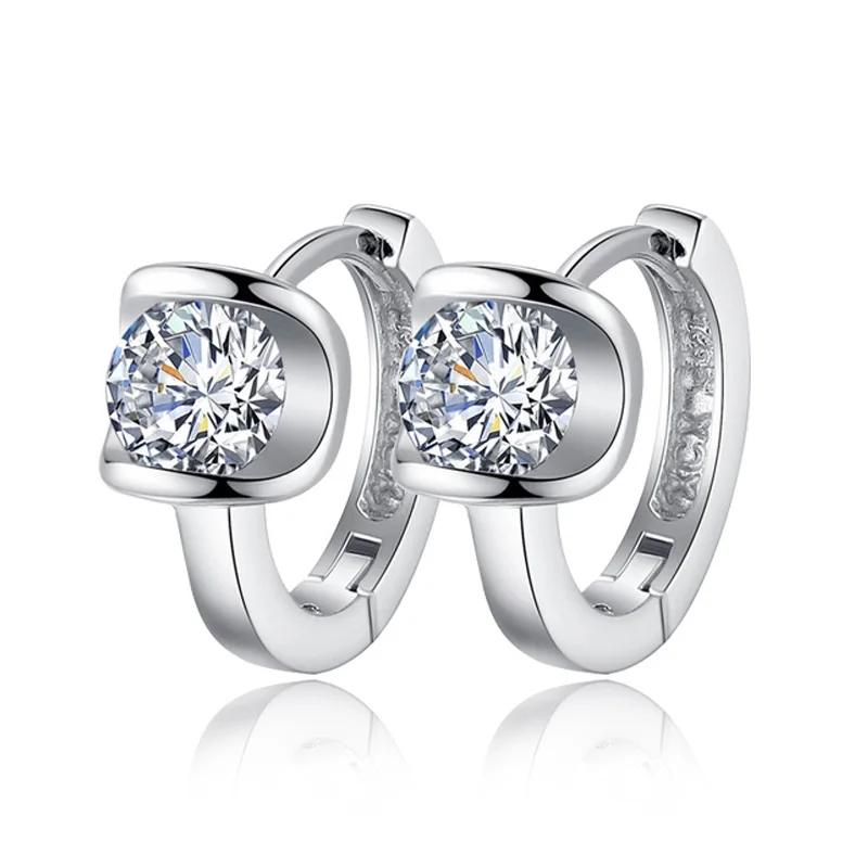 

Fashion Lovely Angel Kiss Crystal Earrings for Women Female Original Silver Plated AAA Zirconia Hoop Earring Oorbellen Jewellery