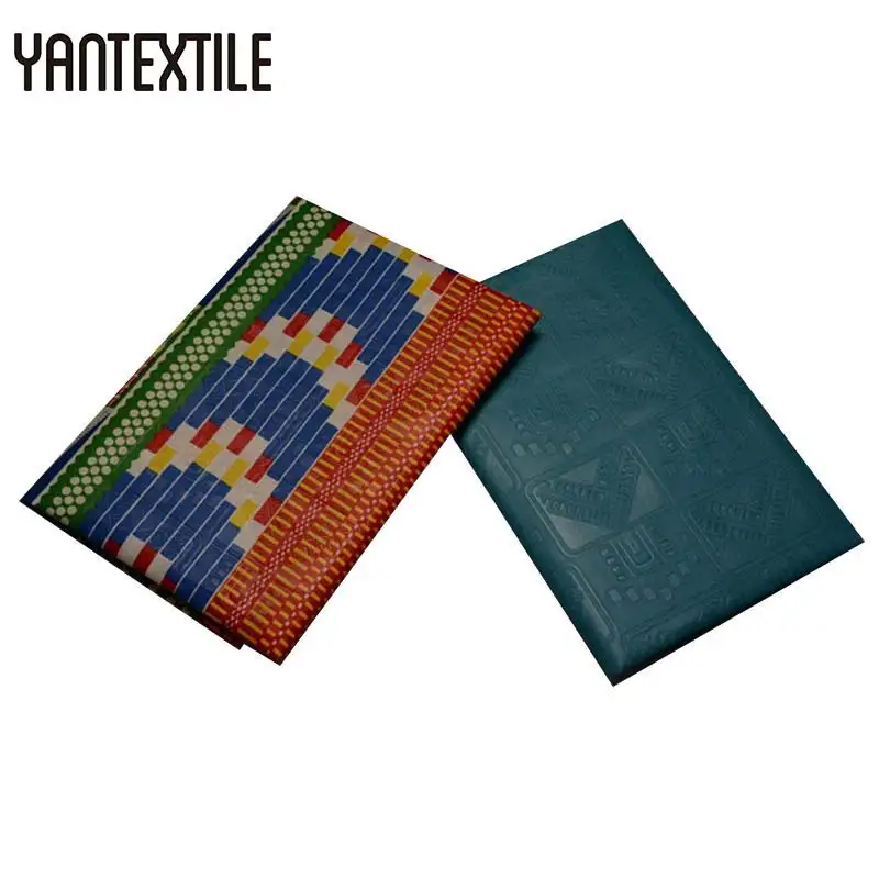 

YANTEXTILE Newest Veritable Real Wax Fabric Ghana Kente 2 Yards Mix Embossing Design African Ankara Fabrics Plain Dyeing 2 Yards