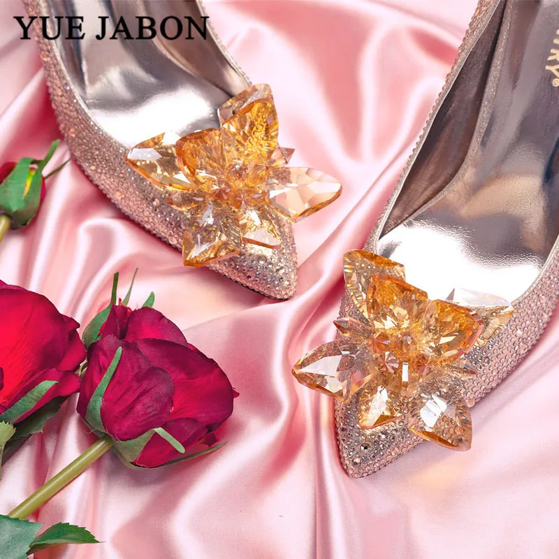 New Cinderella Crystal Shoes Silver Red Gold Rhinestone Wedding Shoes Bridal Pointed High Heels Stiletto Wedding Shoes 2019
