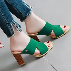 SARAIRIS/2019 г. пикантные большой Размеры 34–43 квадратный женская обувь на высоком каблуке вечерние Офисные женские туфли Шлёпанцы насосы