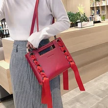 Модные женские сумки с ленточным шнурком, шикарные сумки через плечо для женщин, высококачественные кожаные женские кошельки, женская сумка на плечо