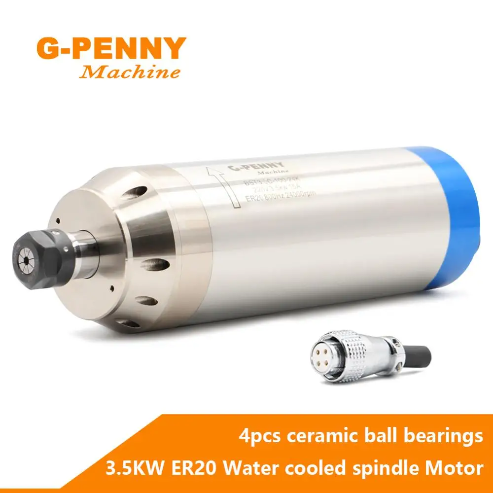 

G-Penny Metal Working Spindle 3.5KW ER20 Water Cooled Spindle Motor Pole=4 800Hz used for Metal Copper iron Stainless Steel etc