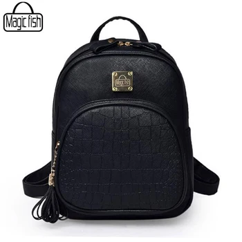 

Korean Backpacks Fashion Small Shoulder Bag Crocodile Pattern PU Leather Backpack Embossed School Bags Backpack Women SC0390