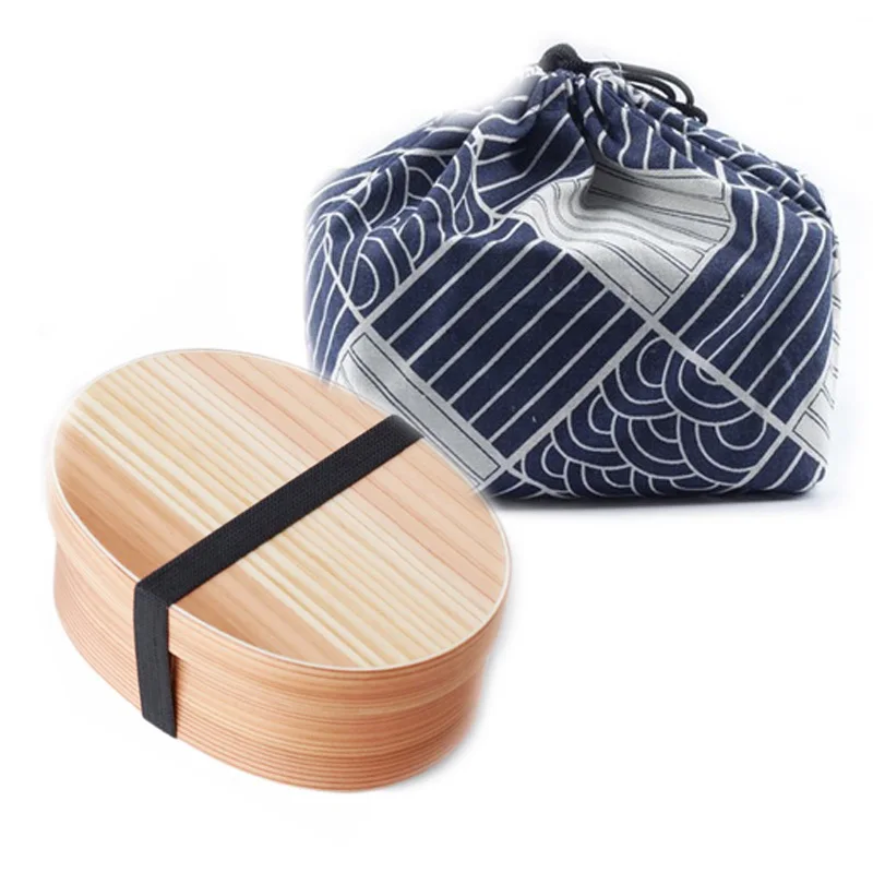 Unibird японский деревянный Ланч-бокс отсек для суши контейнер для еды для детей Bento box с сумкой и ложкой палочки для еды набор посуды