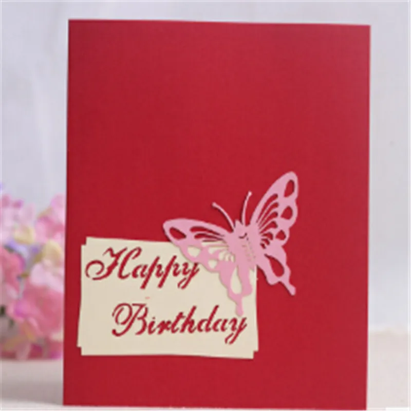 

3D Popup Greeting Card Handmade Happy Birthday Cake Valentine's Day Postcard New