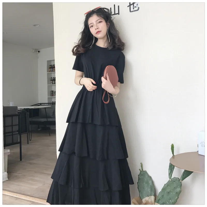 

Mazefeng 2019 Spring Summer Women Slim Dress Short Sleeve Women Ruffled Vintage Dress Ladies Dresses Female Casual Loose Dresses