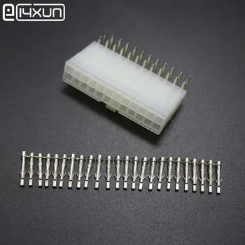 

10sets 5557 5569 24P Bend Pin Wire Terminals Electrical Connector 4.2mm 24Pin Right Angle Plug jack for Car Auto PC ATX