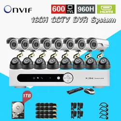 16 ch 600TVL ИК Влагозащищенные видео видеонаблюдения Камера комплект 16ch Wi-Fi DVR Регистраторы Системы комплект жесткий диск 1 ТБ ck-215