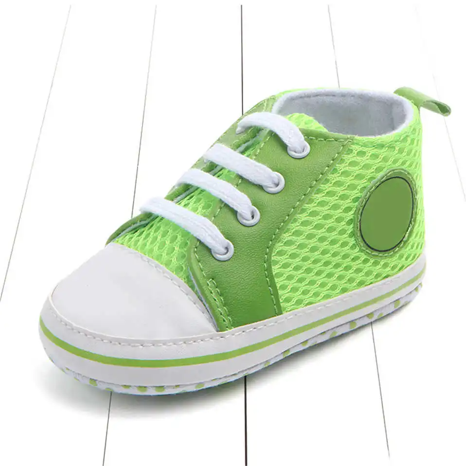 Новая детская дышащая обувь; парусиновая обувь; спортивные кроссовки для новорожденных; обувь для маленьких мальчиков и девочек; нескользящая обувь с мягкой подошвой для малышей - Цвет: Green