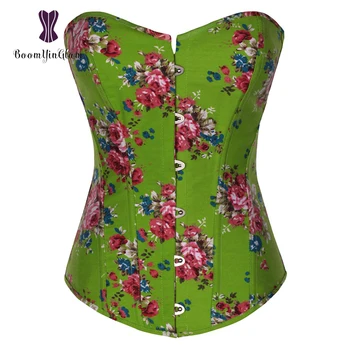 

Pink/Green princess style floral rose pattern spandex women bustier body shaperwear costumes victorian corset 850#