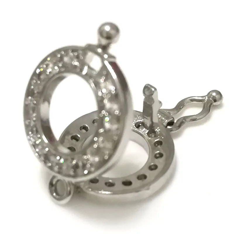 

7x14mm White Gold Filled Clip-on Hinged Necklace Connector with Diamond