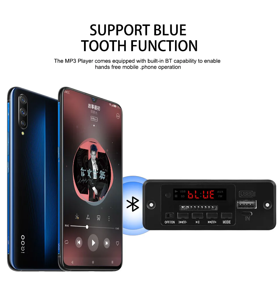 AIYIMA 5 в Bluetooth MP3 аудио декодер плата с 3 Вт* 2 усилитель mp3-плеер AUX FM громкой связи