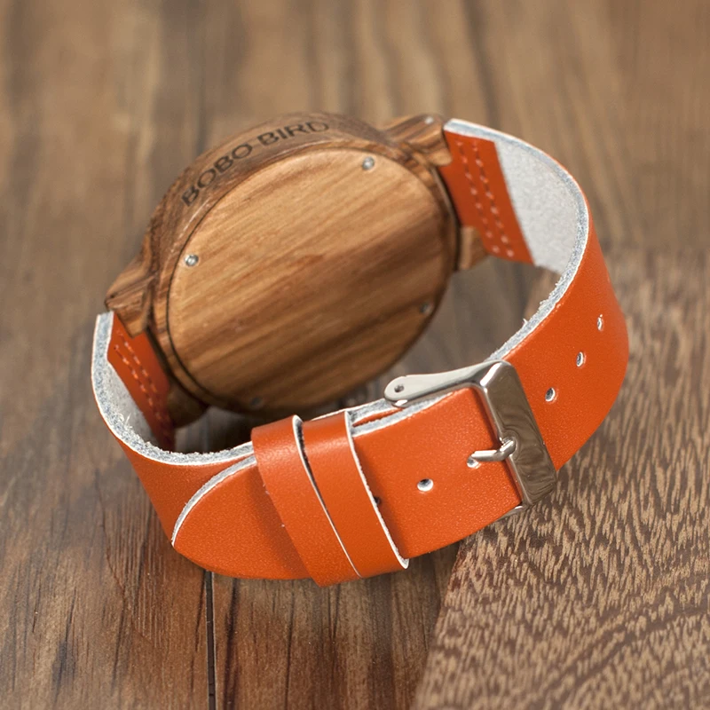 BOBO BIRD Men's Zebra Wood Watches Timepiece Colorful Design Men Top Brand Dress Wrist Watches in Gift Bamboo Box