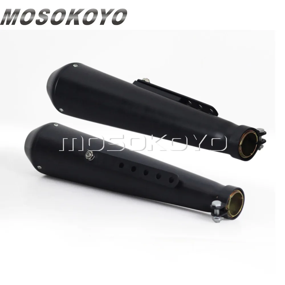 2 Pcs Black Exhaust Muffler 17.5" Silencer Pipe 35mm 41mm Baffle for