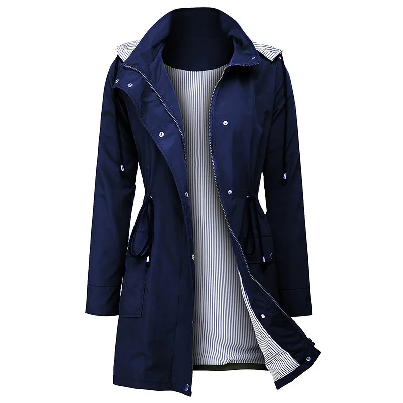 Модный Тренч для женщин длинное зимнее пальто для женщин плюс размер Casaco водонепроницаемая одежда sobretudo feminino - Цвет: Тёмно-синий