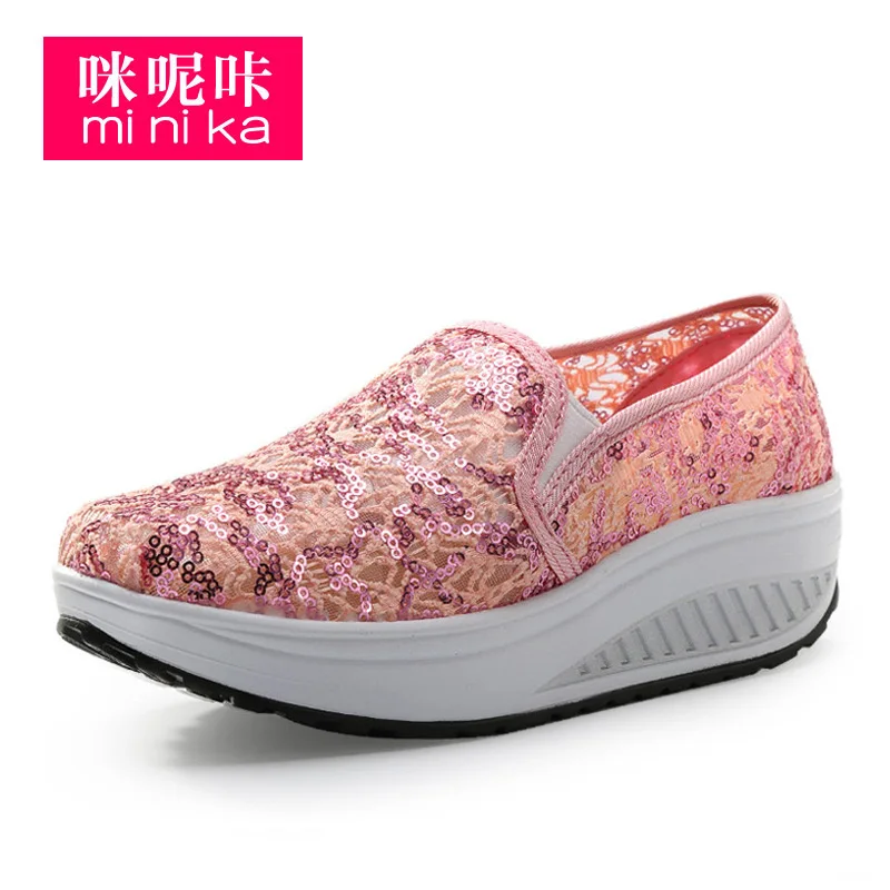 Women Walking Shoes Women Classic Canvas Breathable Sneakers Shoes For Womens Platform Wedge Shoes Slip On Shoes AA40248