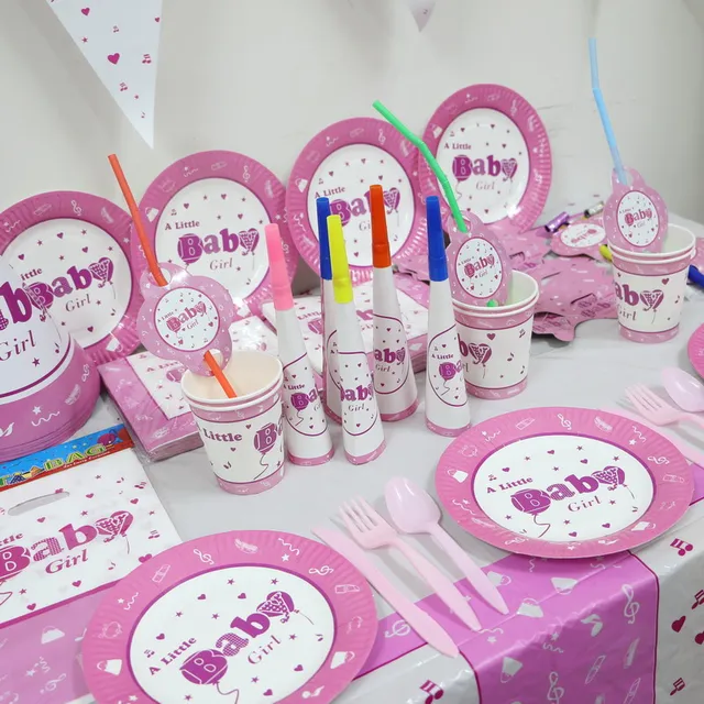 1pack 78pcs Wholesale Baby Girl Baby 1st Birthday Theme Party Supplies