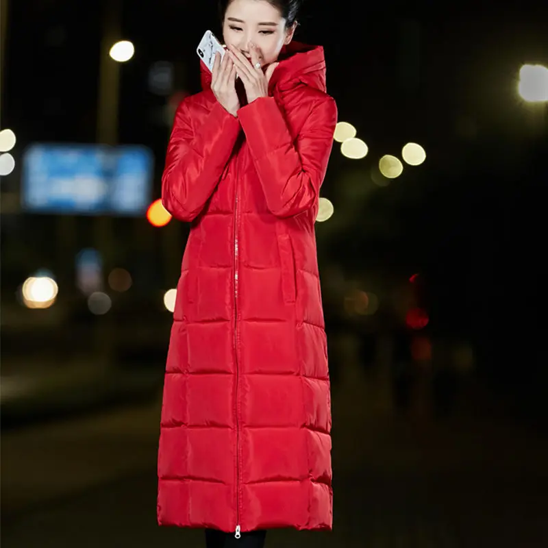 red Плюс размер 5XL 6XL хлопковая зимняя куртка для женщин теплые парки с капюшоном длинная куртка зимнее пальто толстая парка Mujer хлопковая верхняя одежда C5604 - Цвет: red