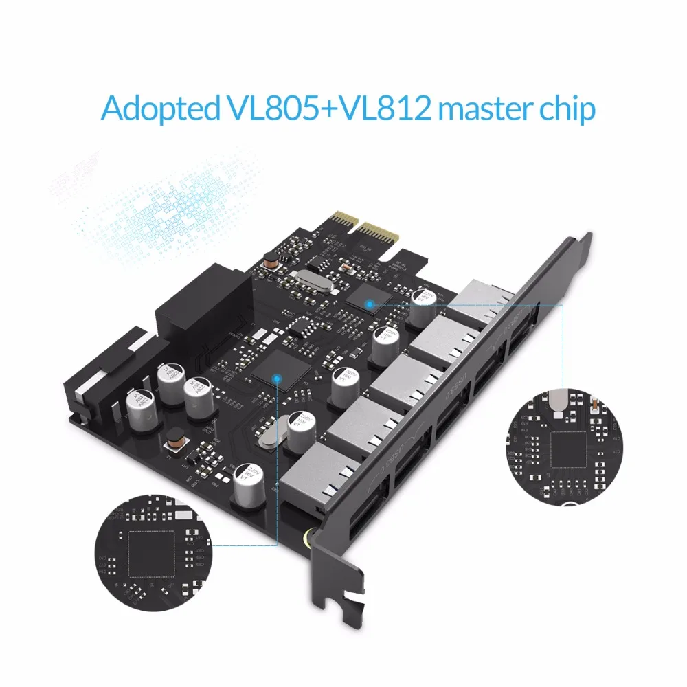 Карта расширения ORICO с 5 портами USB3.0 PCI E двойным чипом высокоскоростная 20