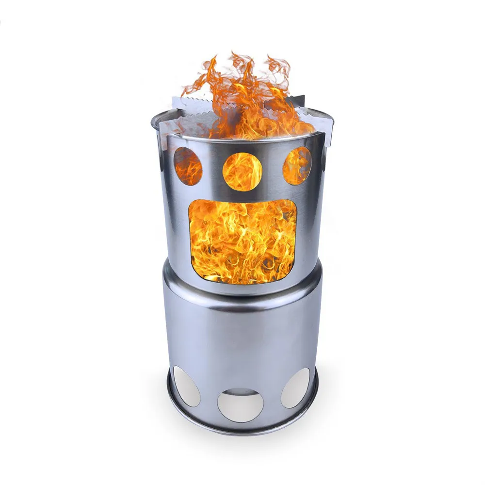 

1PC Portable Burning Stove Pocket Folding Camp Stove Mini Fire Spout Barbeque Camping Hiking Windproof Stove Lightweight #A