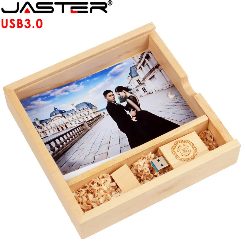 JASTER USB 3,0 фотоальбом деревянная коробка Memory stick Pendrive 8 Гб 16 Гб фотография Свадебный логотип клиента(размер 170*170*35 мм