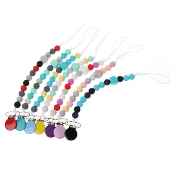 

Free Shipping Baby Dummy Chain Silicone Pacifier Clips Bead Dummy Clip Infant Handmade Newborn Teether Toy