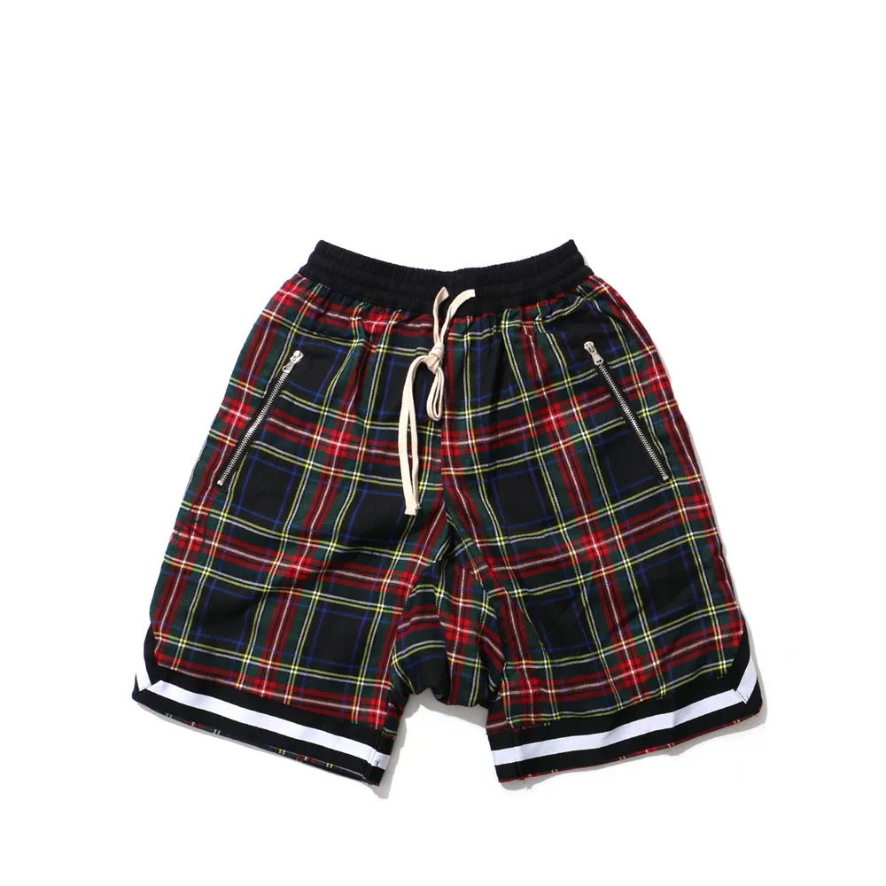 Scottish Pattern Shorts Men Justin Bieber Hip Hop Bermuda Masculina Mens Shorts Cotton Sweatpants Fear of God Retro Men's Shorts