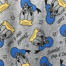 Красивая серая хлопковая трикотажная ткань с рисунком утки из мультфильма с рисунком утки