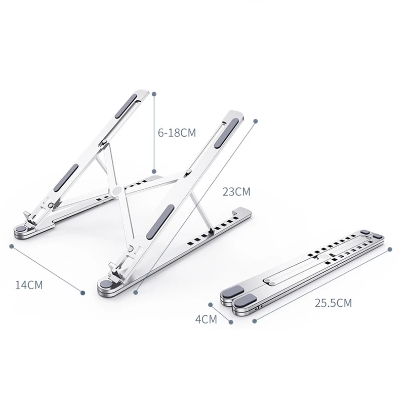 Laptop Stand Portable 8 Heights Adjustable Aluminum Desktop Ventilated Cooling Holder Folding Ultra