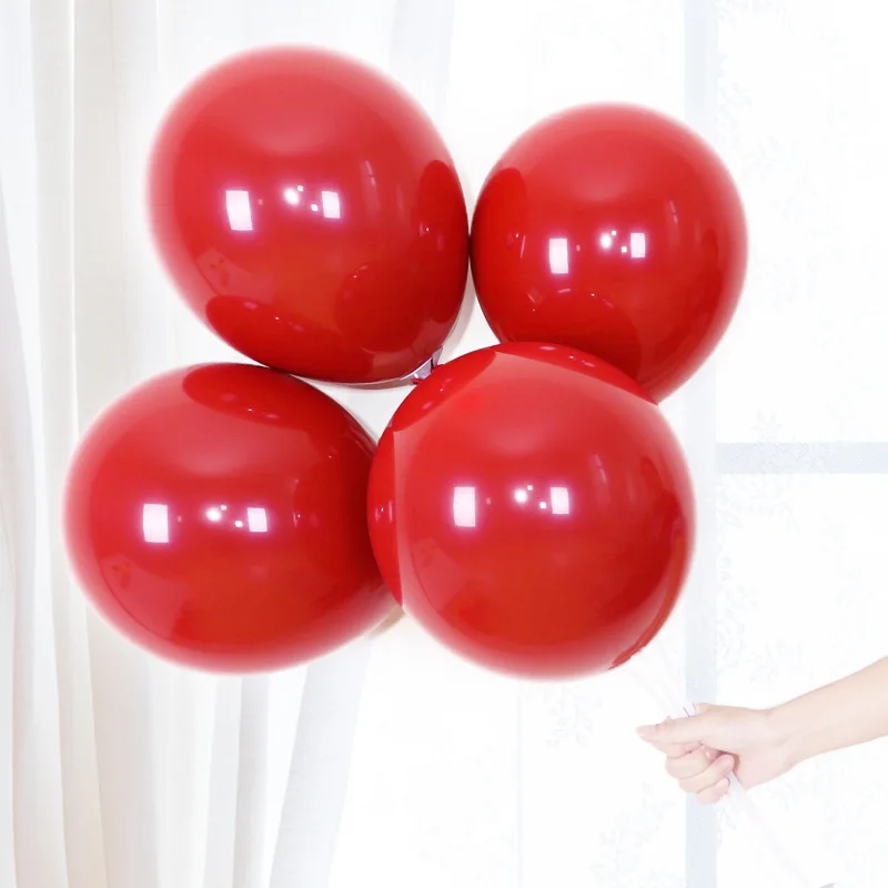 Рубиновый Красный цвет 12 дюймов латексные воздушные шары для отслеживания активности Свадебный номер выставка декораций утолщенной двухэтажный граната красные воздушные шары