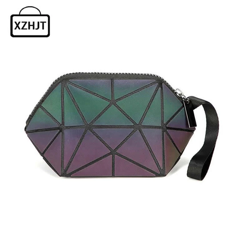 الأزياء هندسية سستة التجميل حقيبة الأعمال حقيبة مستحضرات تجميل النساء السفر المكياج زيبر المنظم كيس التخزين غسل الزينة عدة