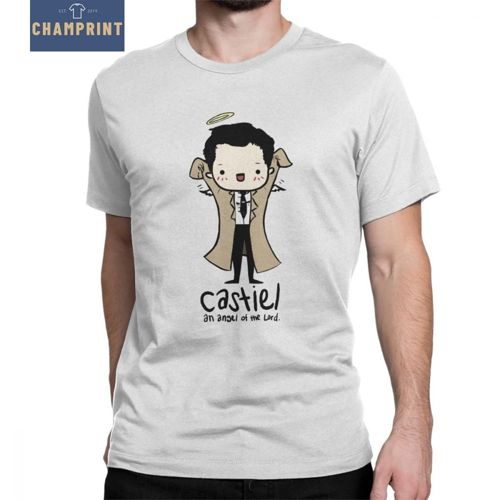 

Supernatural T-Shirts Spn Brothers Castiel Angel Of The Lord Men T Shirts Creative Pure Cotton Short Sleeve Tees Grey Clothes
