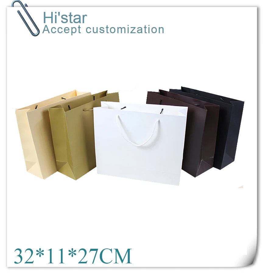 

32*11*26CM 10pcs Free shipping white christmas organza promotion gift kraft Paper bags package shopping gift bag