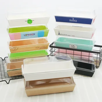 

11 Colors Rectangular Sandwich Packaging Boxes Cake Bread Snack Bakery Packing Box with Plastic Clear Lids