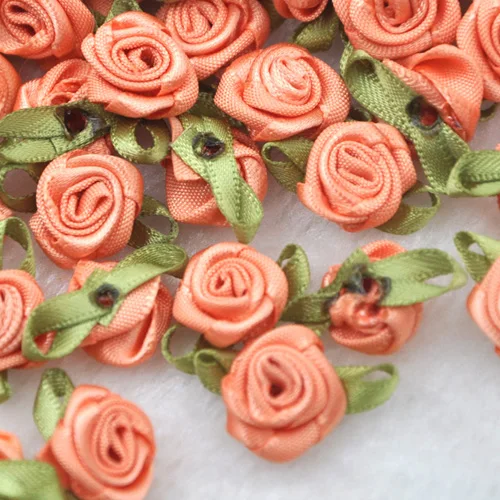 100 шт. сатиновая цветы на лентах розовое пришивная аппликация для свадебных нарядов U pick E39 - Цвет: Color 5