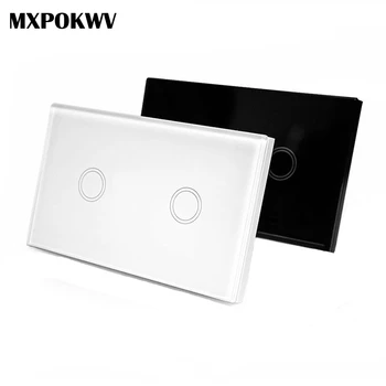 

US/AU Smart Home Automation Module, Wireless Remote Control Light Touch Switch 2 gang ,Crystal Glass Panel Smart Home Appliance