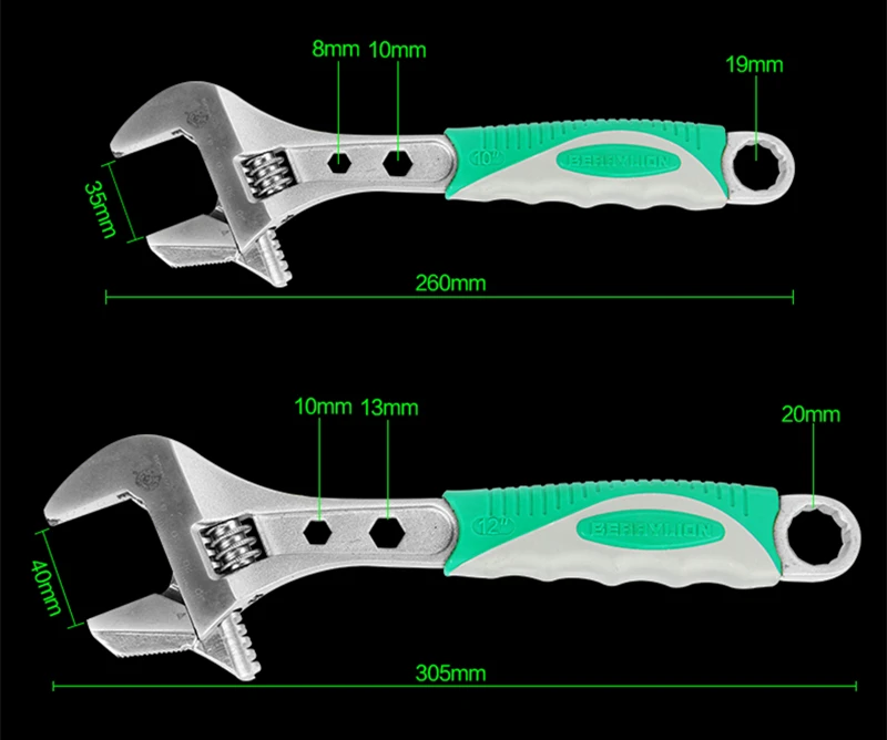 BERRYLION Регулируемый универсальный гаечный ключ 6 ''/8''/10 ''12'' набор гаечных ключей с шестигранным ключом, гаечный ключ ручные инструменты