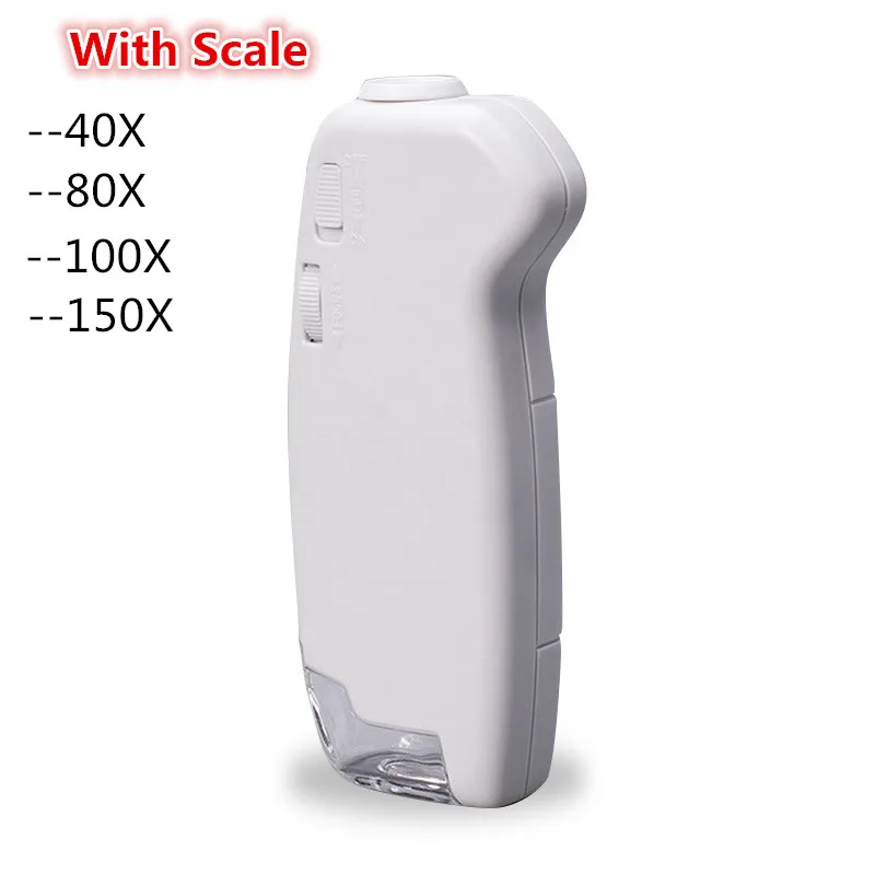 

40X/80X/100X/150X LED Pocket Microscope with Measuring Scale Gift Magnifying Glass for Jeweler Industry Cloth PVC Checking