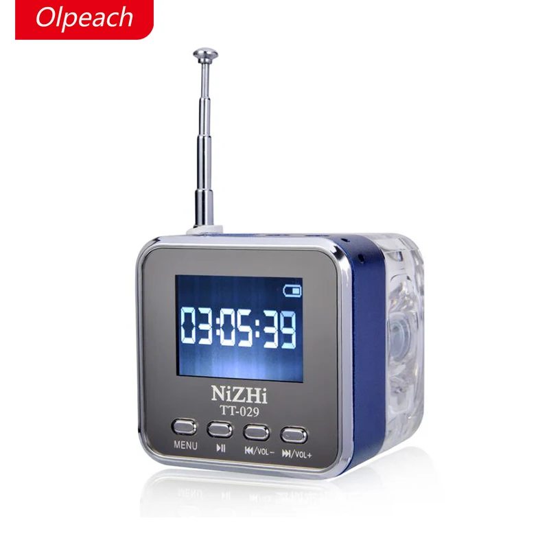 Olpeach TT 029 стерео Динамик Мини светодиодный Дисплей Колонки плеера с Crystal fm Радио