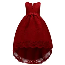 Модное Новое Детское платье для девочек; платье подружки невесты для свадьбы; длинное кружевное платье со шлейфом для девочек на день рождения