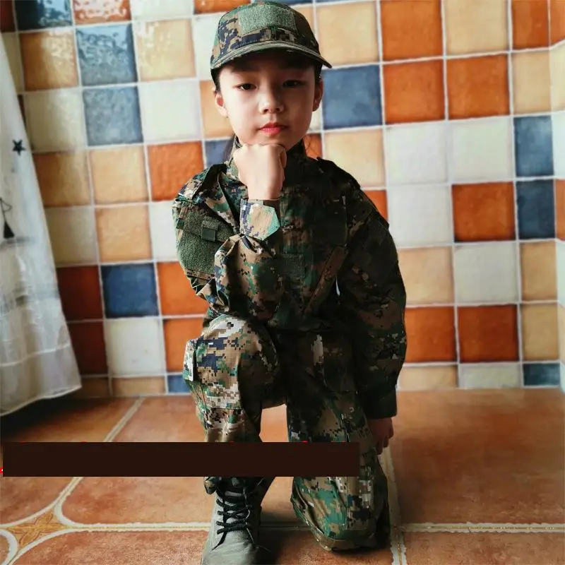 Military Tactical Uniform Combat Army Clothes Child Camouflage Special Forces Soldier Training Militar Wear Clothing Pants Set - Цвет: Sets D Tops pants