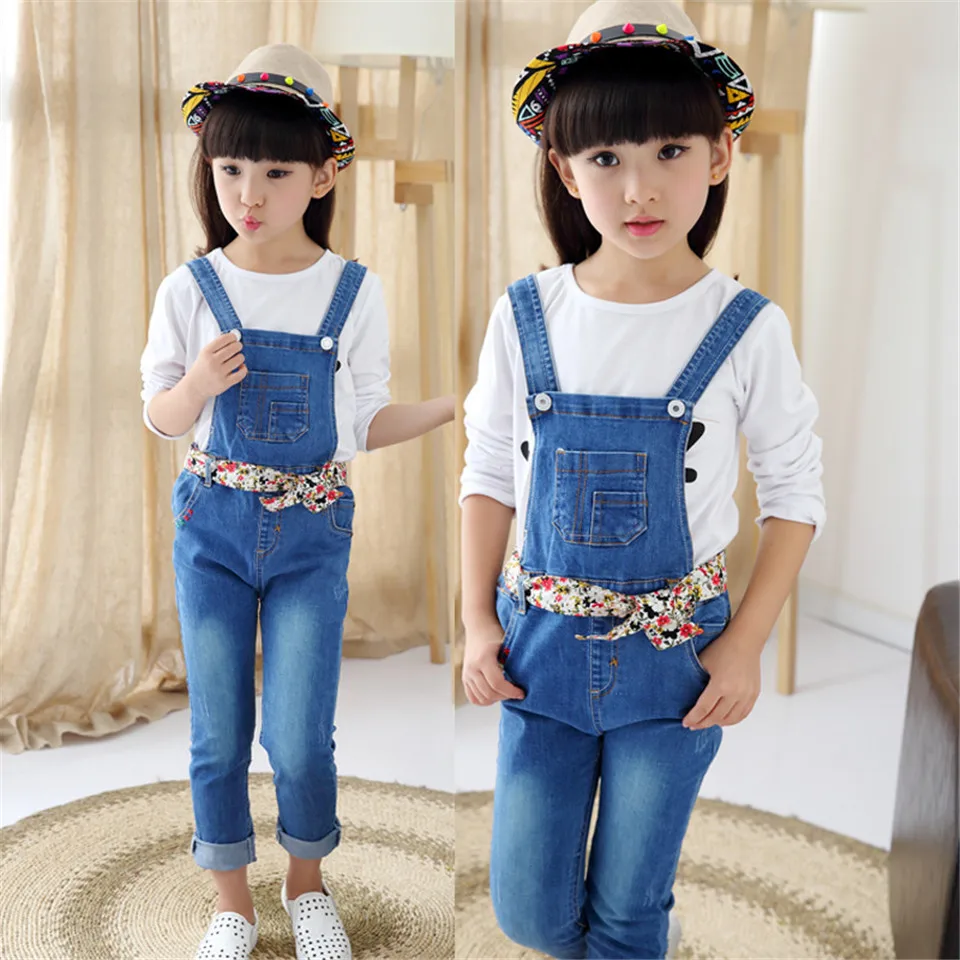 Girls Girls 2015 New Printed Belt Elastic Waist Children Jeans For Girl