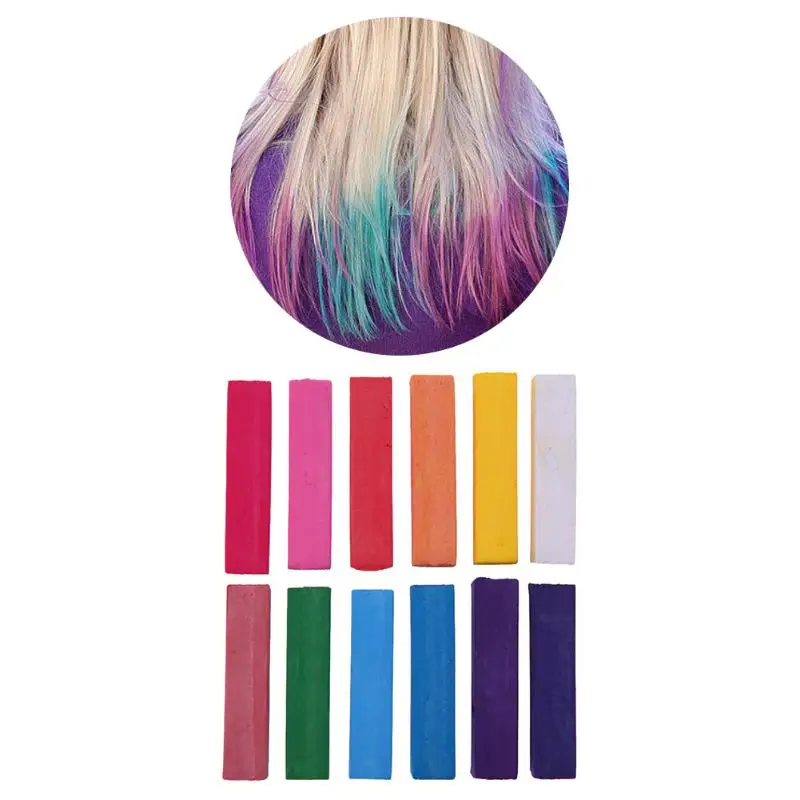 

12 Colors Non-Toxic Temporary Short Salon Pastel Chalk Hair Fast Coloring Hair Salon DIY Color Chalks Hot Easy to Use