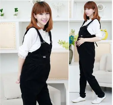 

Korean Maternity overalls cute bear zipper abdominal braces pregnant women pants SH-W 246