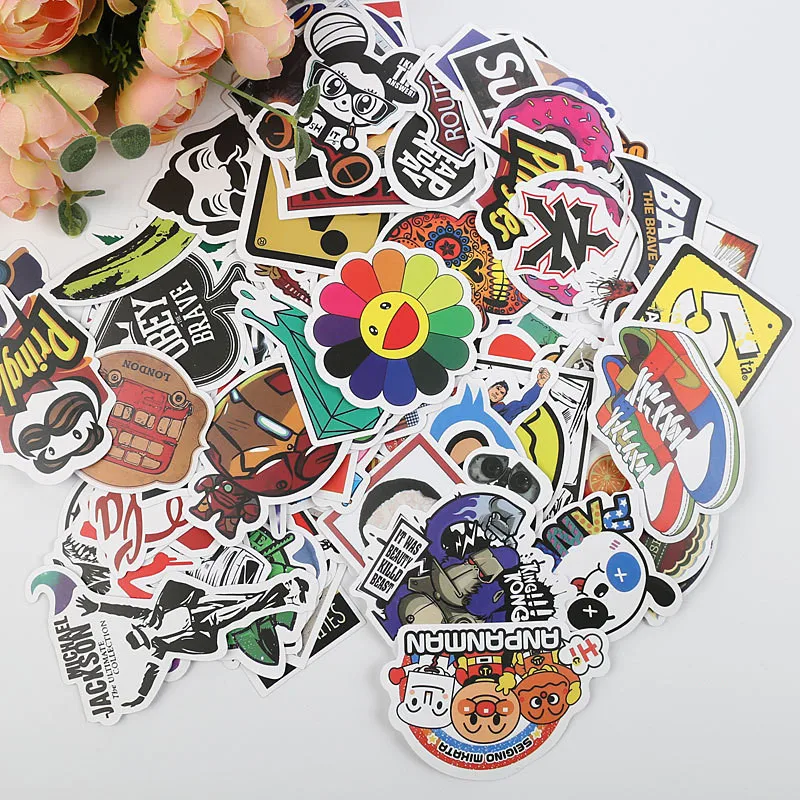 

100 pcs cute cartoon PVC sticker waterproof graffiti Sticker Car Bumper and luggage box cool laptop skateboard Bicycle STICKER
