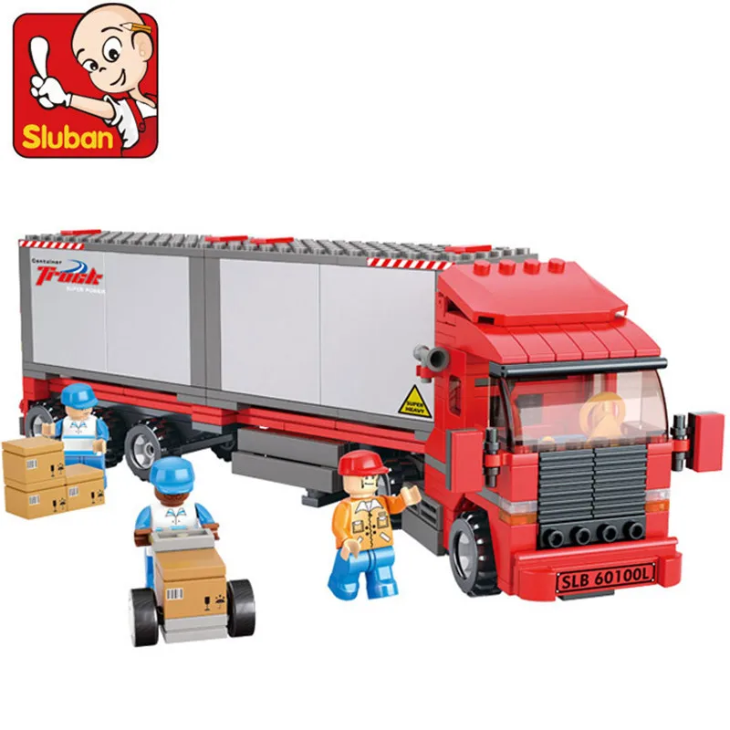 

Sluban 345Pcs Transport Enligthen Truck Building Blocks Action & Toy Figures Transporters DIY Assemblage Bricks Toys