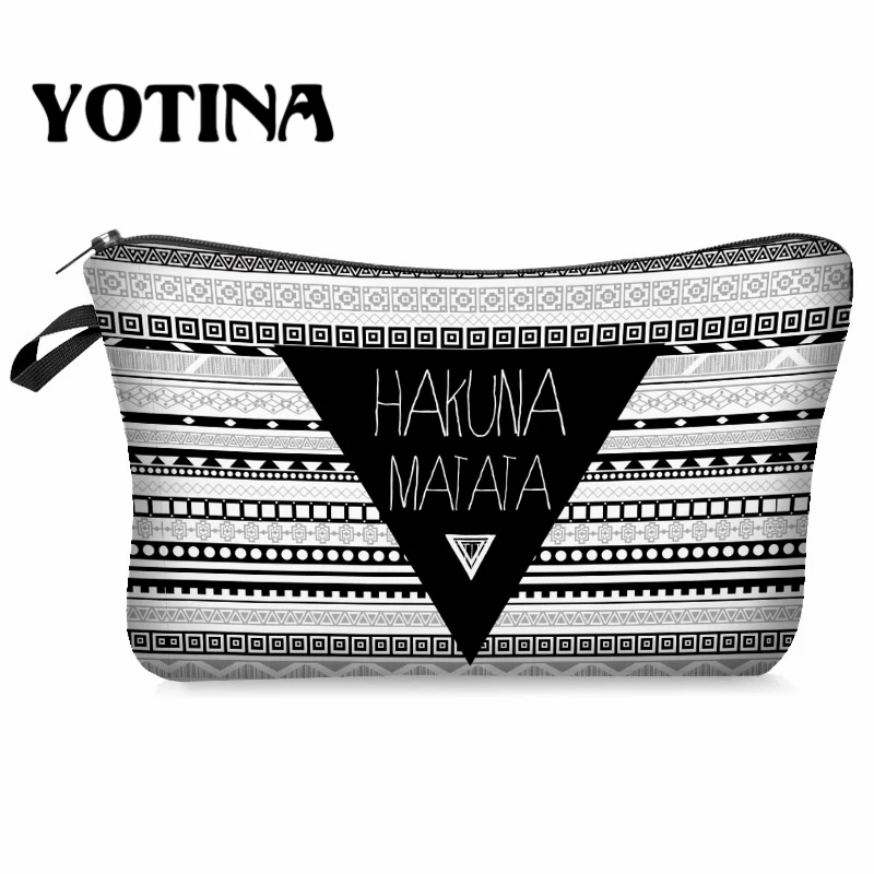 

Yotina Makeup Bag Women Cosmetic Bag With Multicolor Pattern Geometric 3D Printing neceser Toiletry Bag Travel makeup Organizer