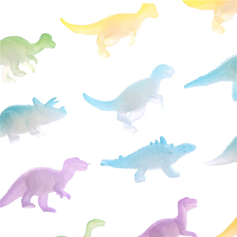10Pcs Mixed Style Mini Luminous Dinosaur Toy Jurassic Noctilucent Dinosaur Model Toys Kids Glow In The Dark Dinosaurs Best Gift