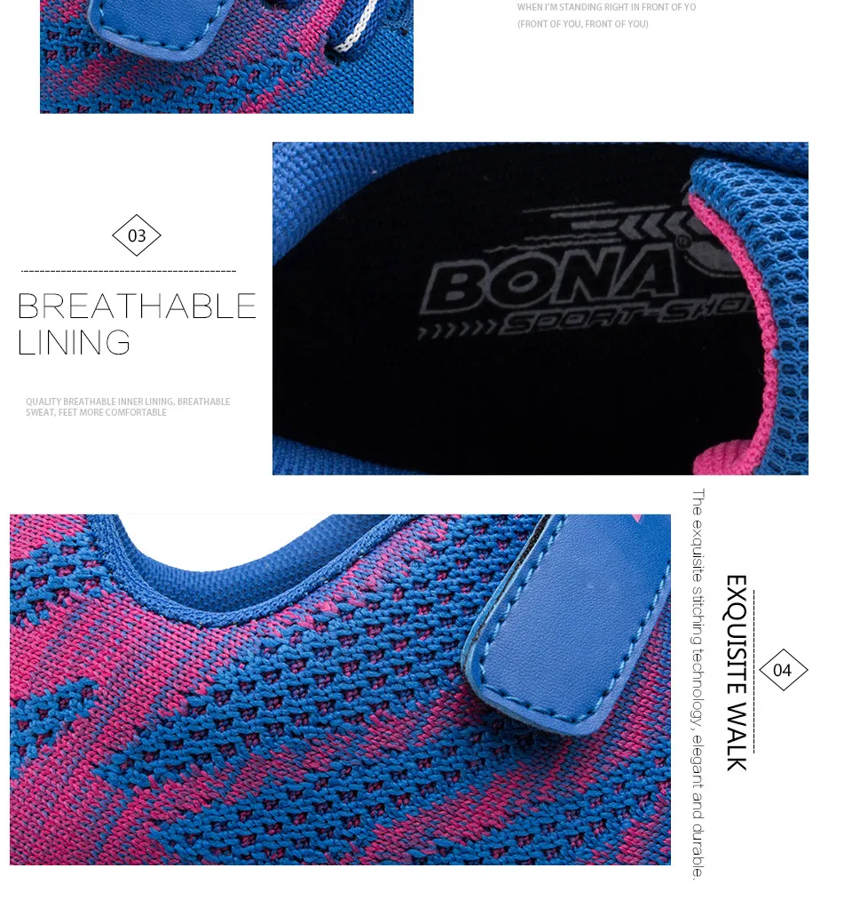 BONA/Новое поступление, популярная детская повседневная обувь, сетчатые кроссовки для мальчиков и девочек, легкие кроссовки для бега