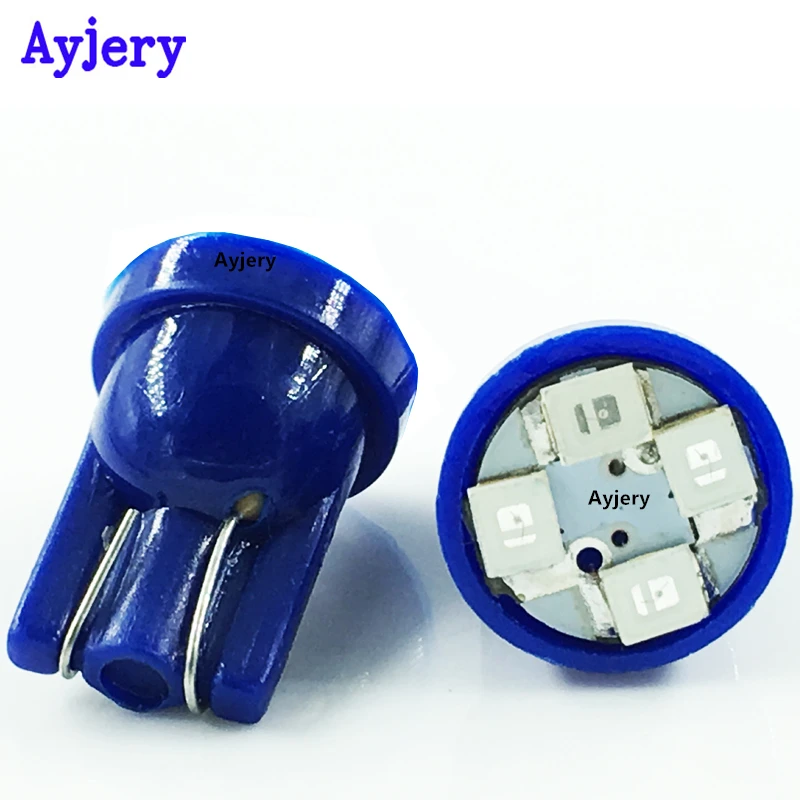 

AYJERY 100PCS High Quality T10 194 168 1210 4 SMD 4 LED High Power LED Light Bulbs White Super Bright Parking Light Turn Lamps